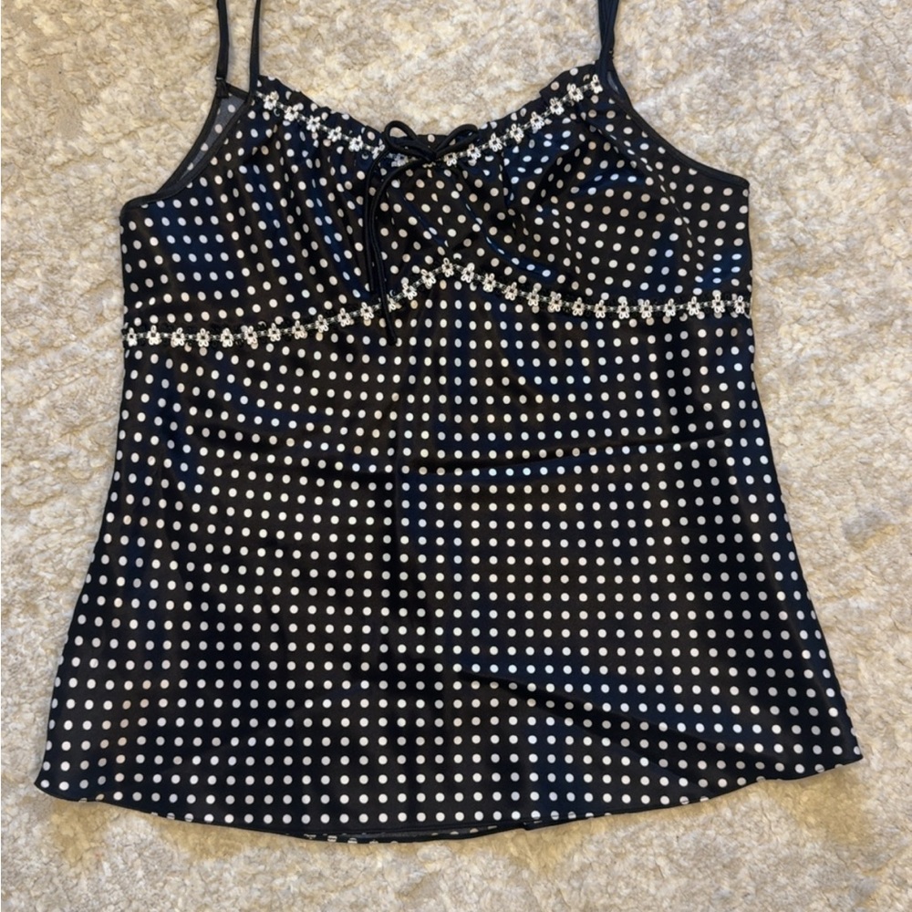 White and Black Polka Dot Spaghetti Strap Top